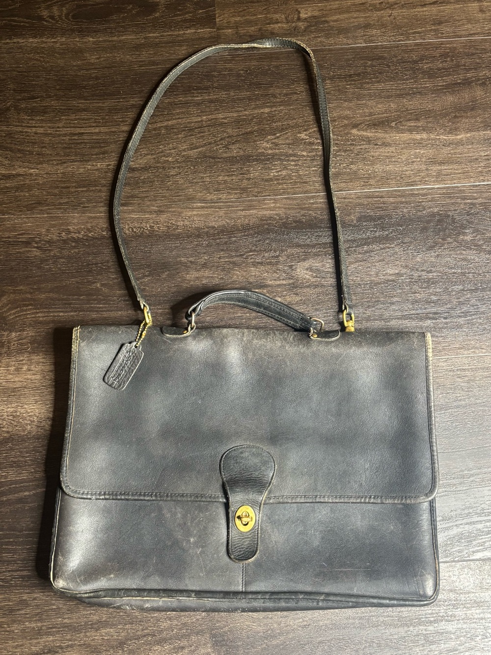 Coach Vintage Black Metropolitan Messenger Bag Leather Briefcase Authentic #6514